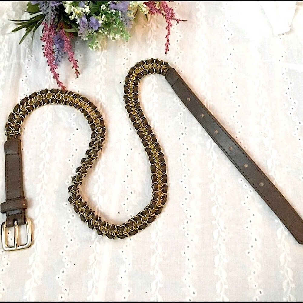 NWOT Express Gold & Brown Chain Belt (M)